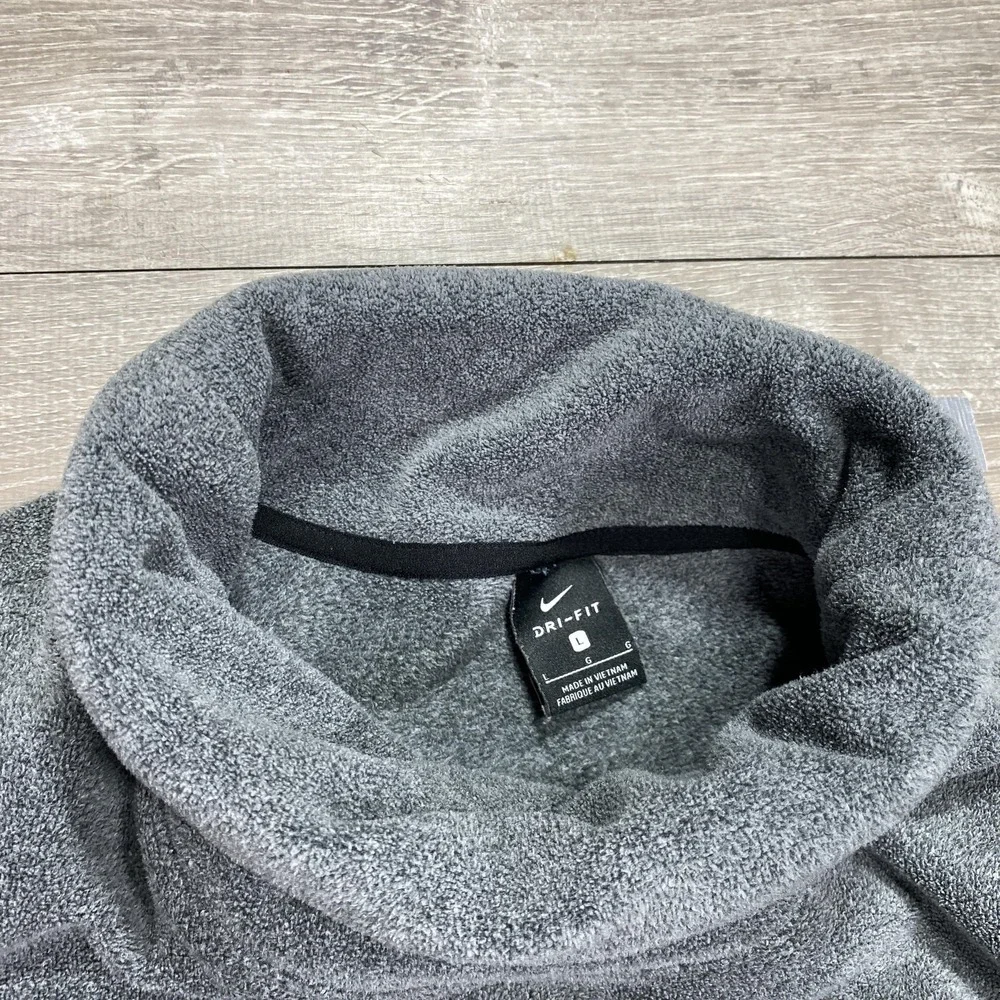 Nike Dri-Fit Pullover Womens Tunic L Gray Fleece‎ Mock Neck AQ4690 Athletic Top